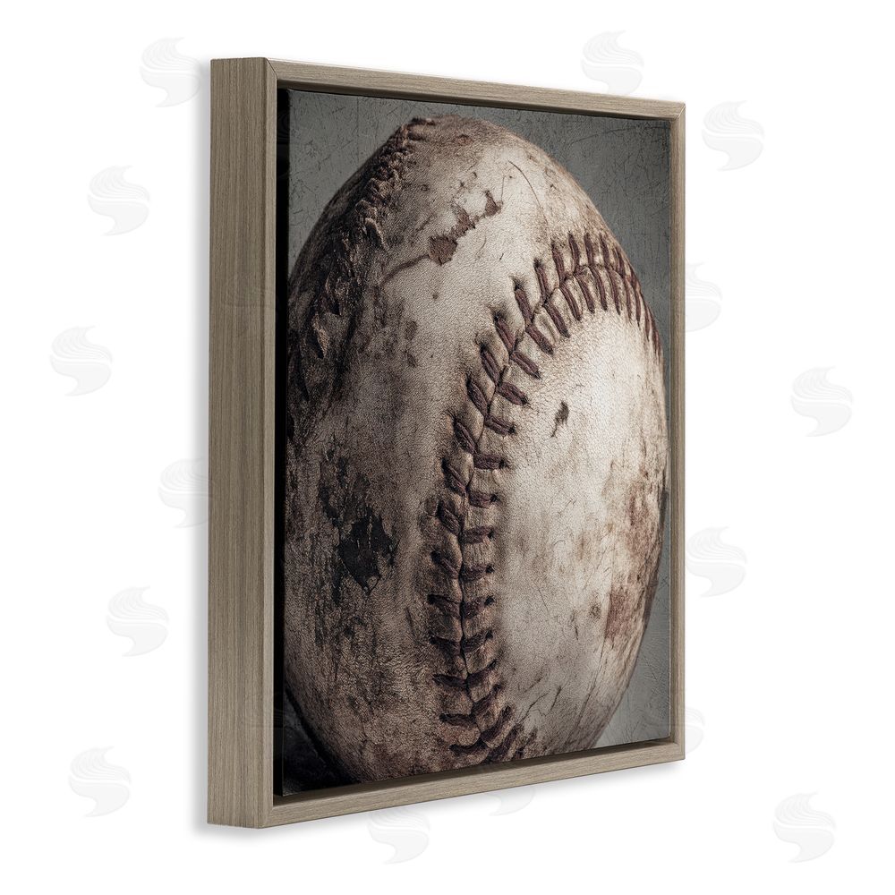 Ziwei Li Vintage Weathered Baseball Brown Floating Frame Canvas Wall Art Print