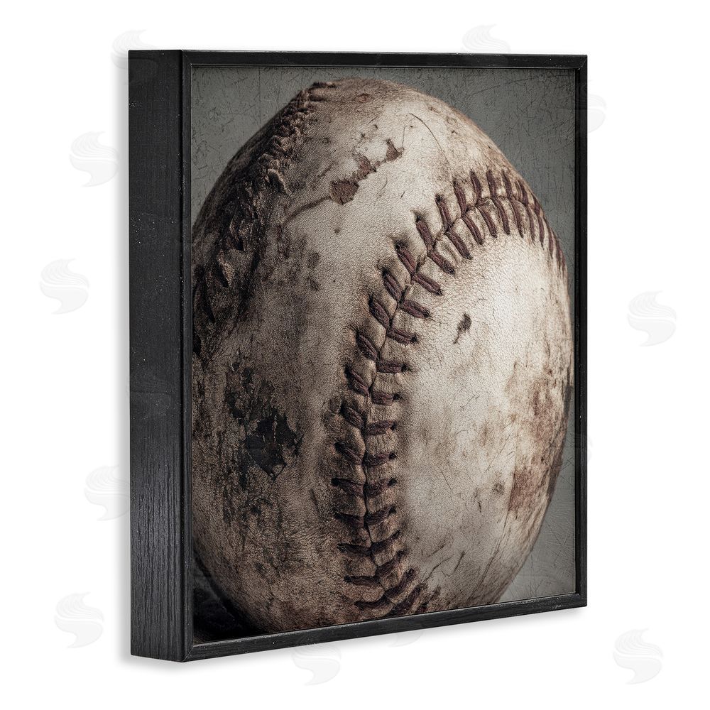 Ziwei Li Vintage Weathered Baseball Black Framed Giclee Wall Art Print