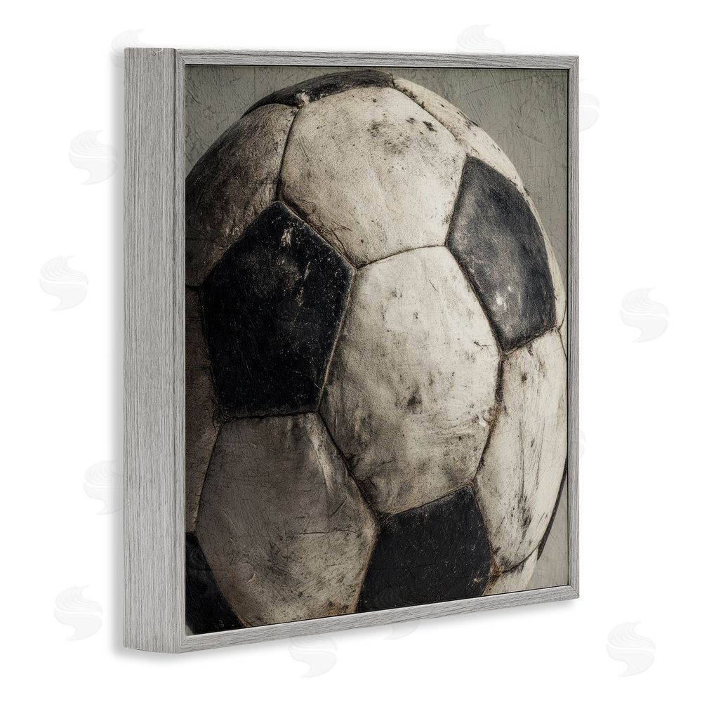 Ziwei Li Weathered Soccer Ball Gray Framed Giclee Wall Art Print