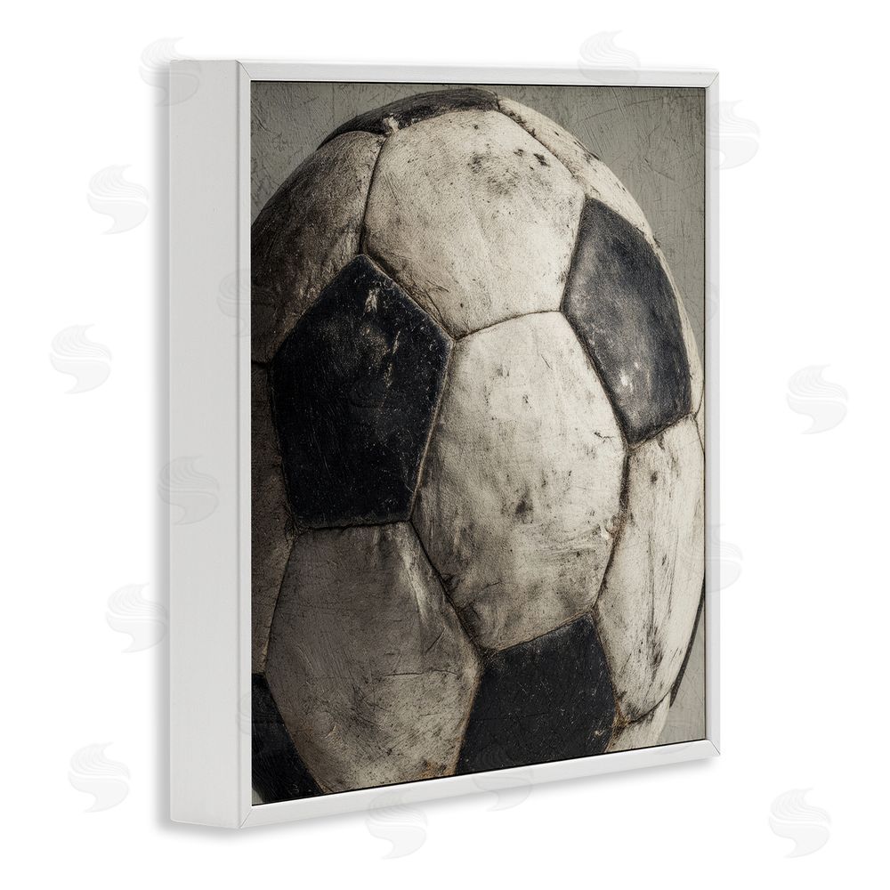 Ziwei Li Weathered Soccer Ball White Framed Giclee Wall Art Print