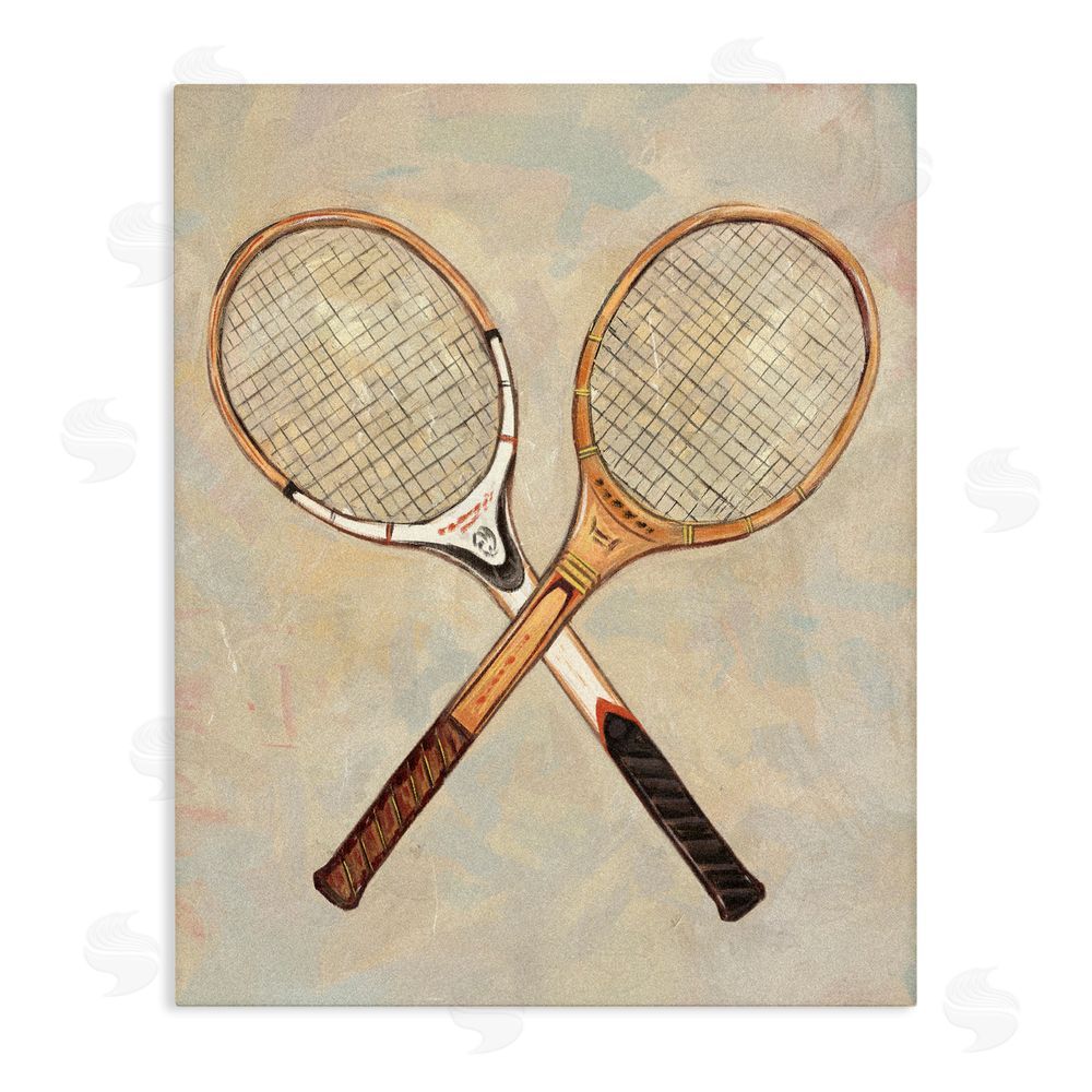 Ziwei Li Crossed Vintage Tennis Rackets Stretched Canvas Wall Art Print