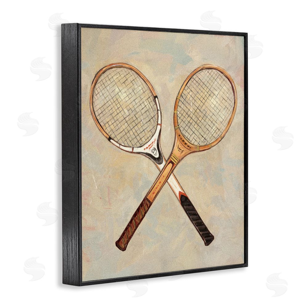 Ziwei Li Crossed Vintage Tennis Rackets Black Framed Giclee Wall Art Print