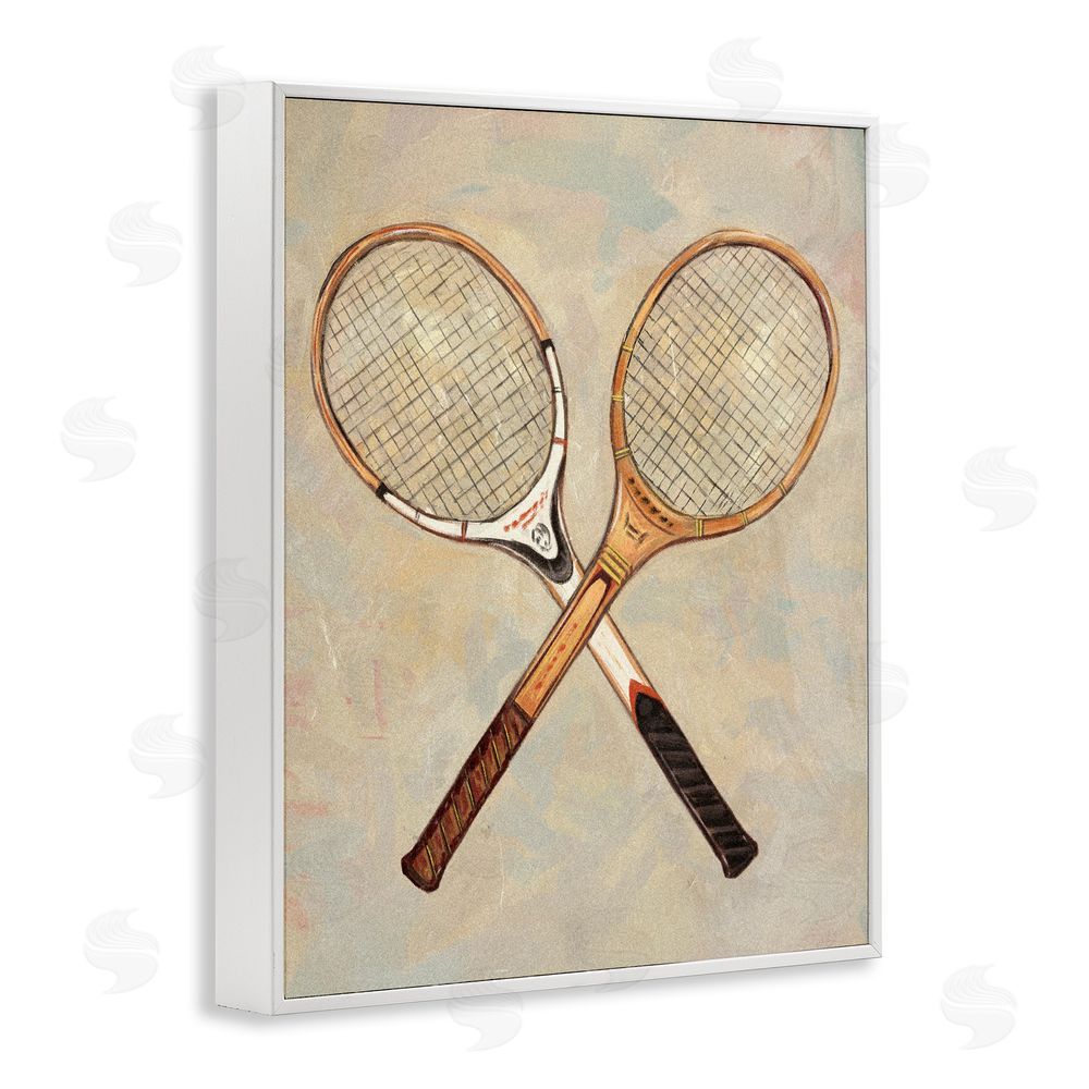 Ziwei Li Crossed Vintage Tennis Rackets White Framed Giclee Wall Art Print