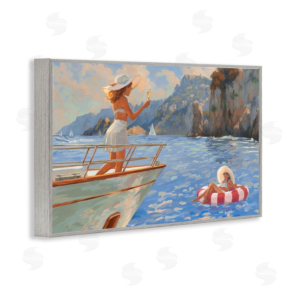 Ziwei Li Champagne on the Bow Gray Framed Giclee Wall Art Print