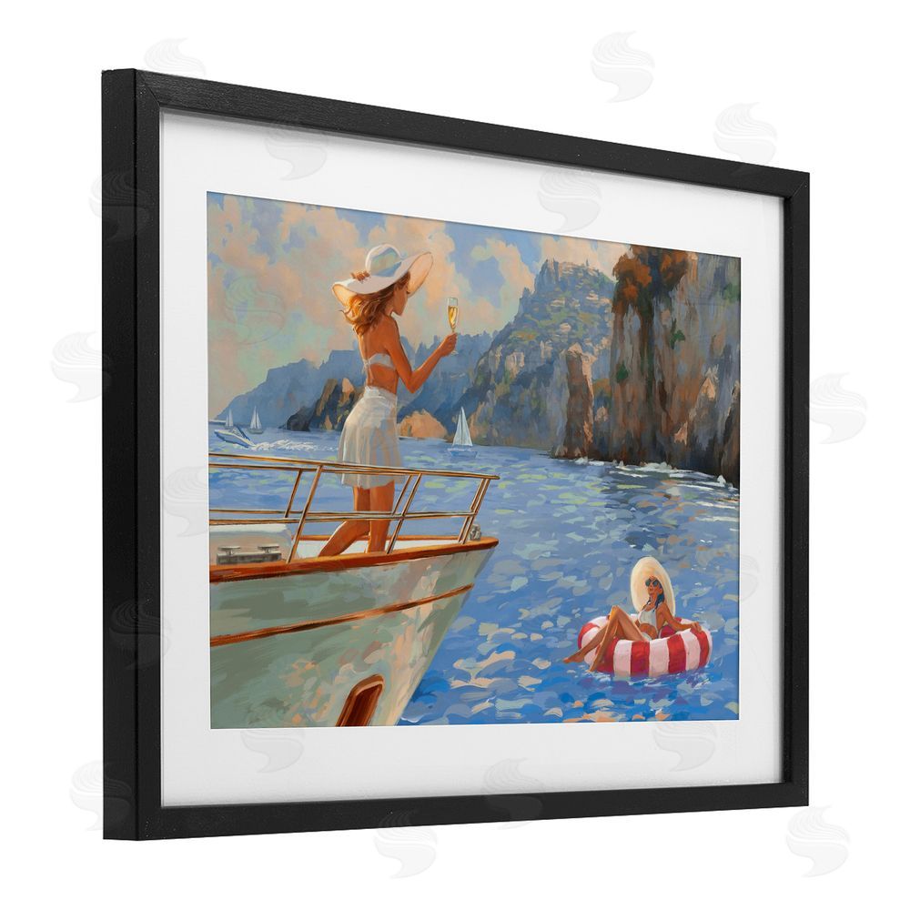 Ziwei Li Champagne on the Bow Black Framed Print Under Glass Wall Art