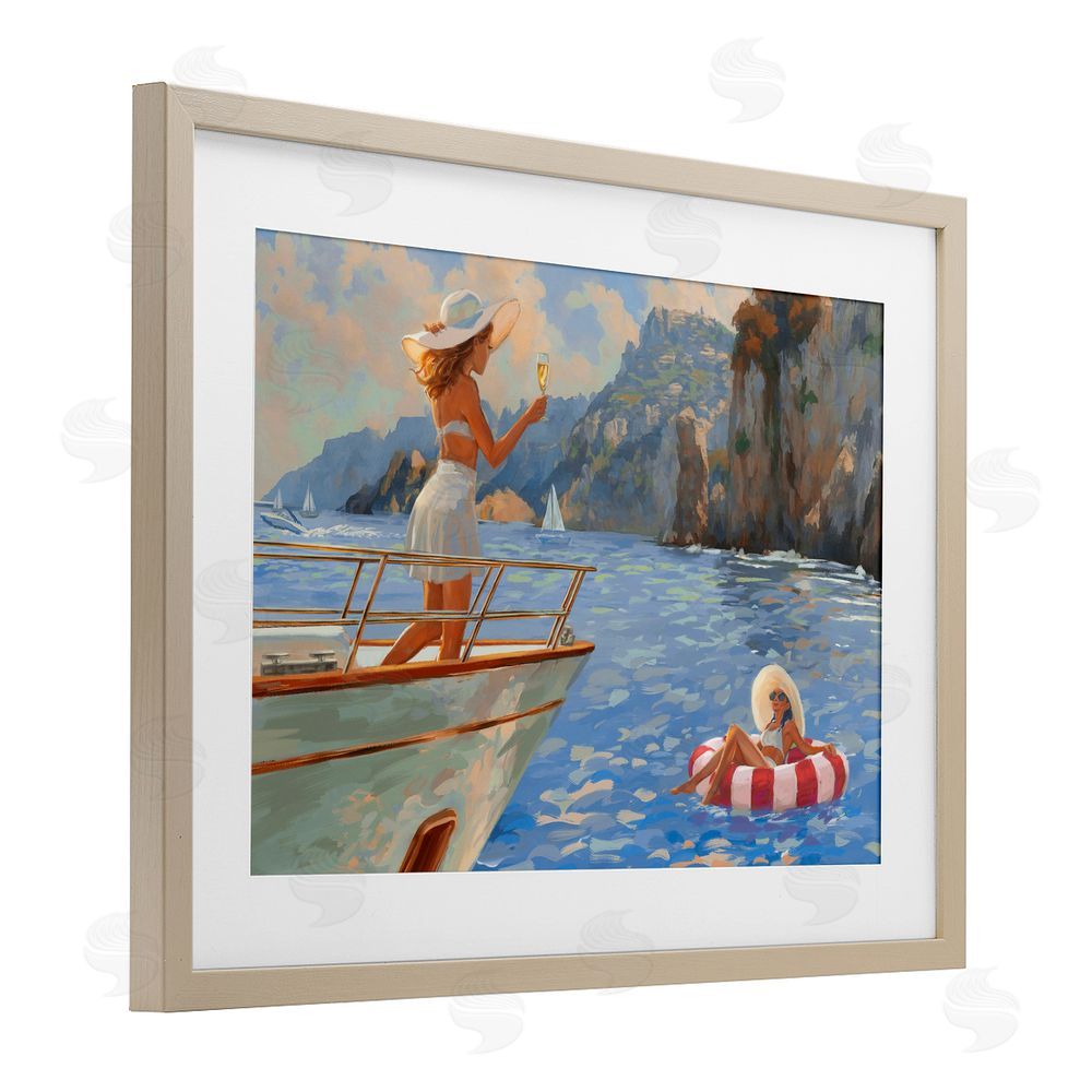 Ziwei Li Champagne on the Bow Brown Framed Print Under Glass Wall Art
