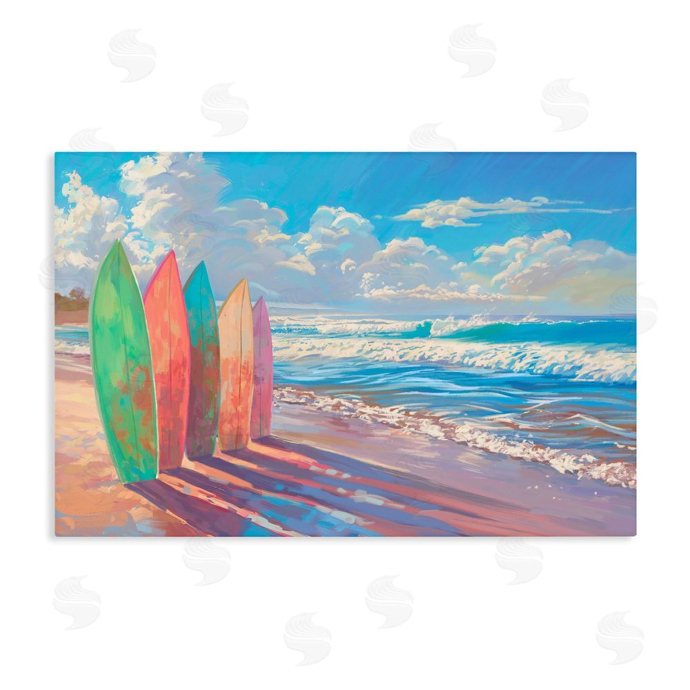 Ziwei Li Sunlit Surfboards by Shore Stretched Canvas Wall Art Print