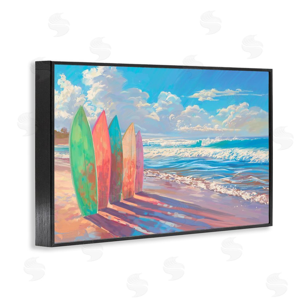 Ziwei Li Sunlit Surfboards by Shore Black Framed Giclee Wall Art Print