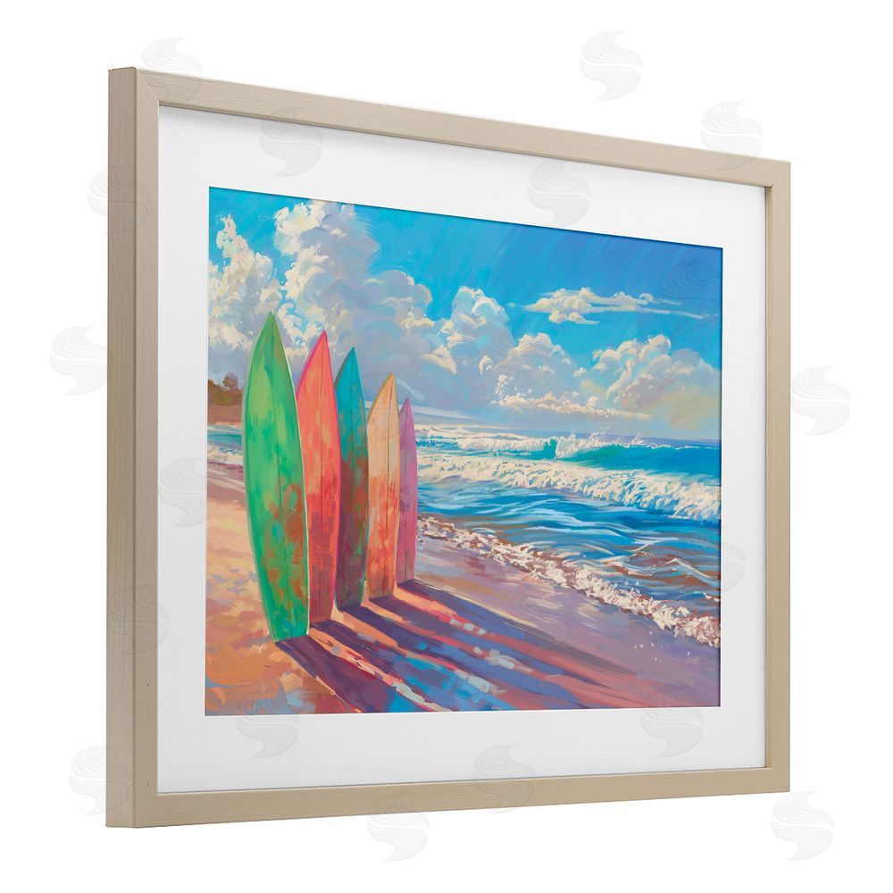 Ziwei Li Sunlit Surfboards by Shore Brown Framed Print Under Glass Wall Art