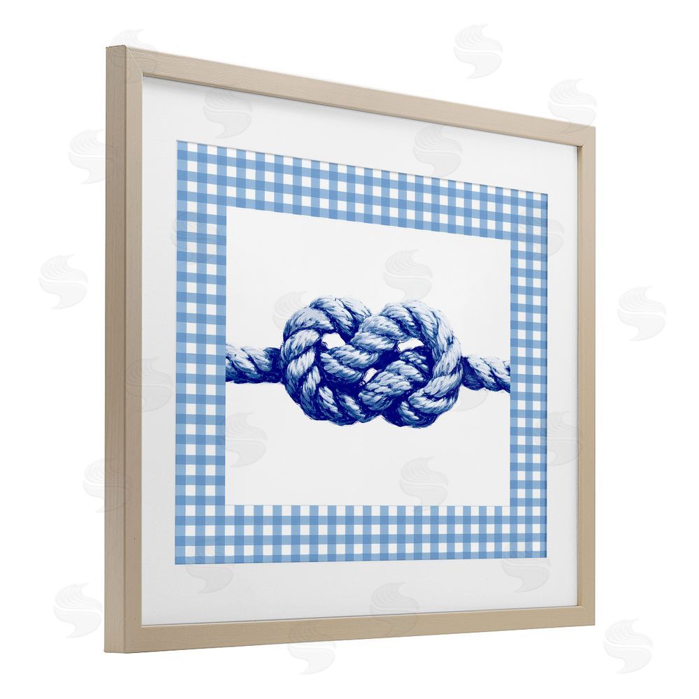 Ziwei Li Nautical Knot with Gingham Brown Framed Print Under Glass Wall Art