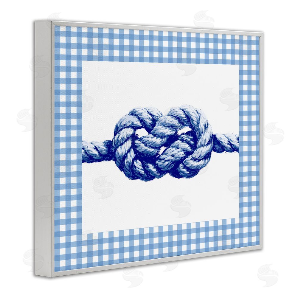 Ziwei Li Nautical Knot with Gingham White Framed Giclee Wall Art Print