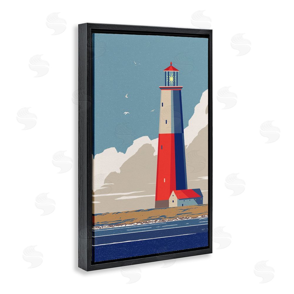 Ziwei Li Crimson Beacon on Cloudy Horizon Black Floating Frame Canvas Wall Art Print