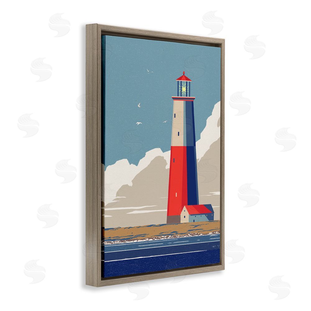 Ziwei Li Crimson Beacon on Cloudy Horizon Brown Floating Frame Canvas Wall Art Print