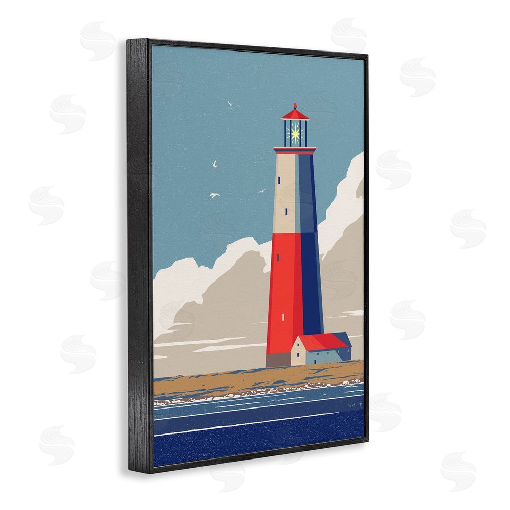 Ziwei Li Crimson Beacon on Cloudy Horizon Black Framed Giclee Wall Art Print
