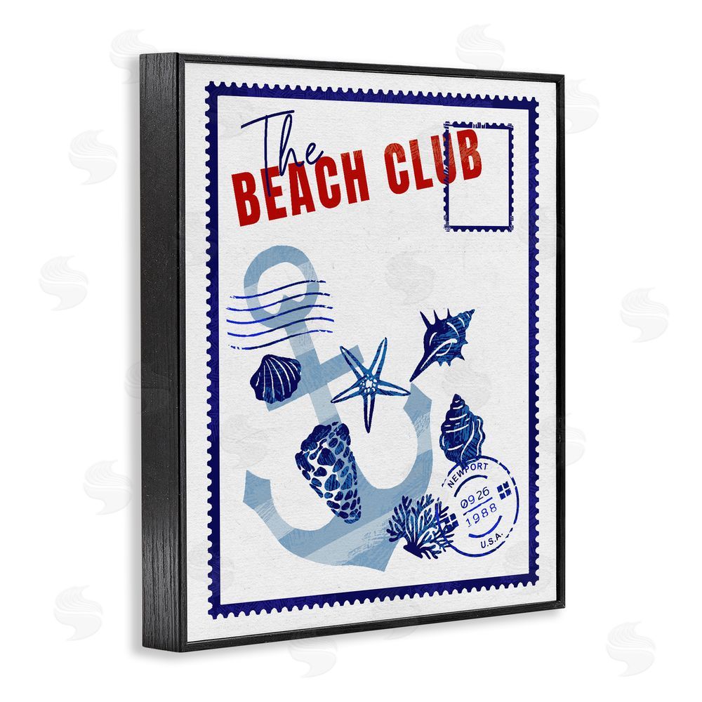 Ziwei Li Beach Club Nautical Postcard Black Framed Giclee Wall Art Print