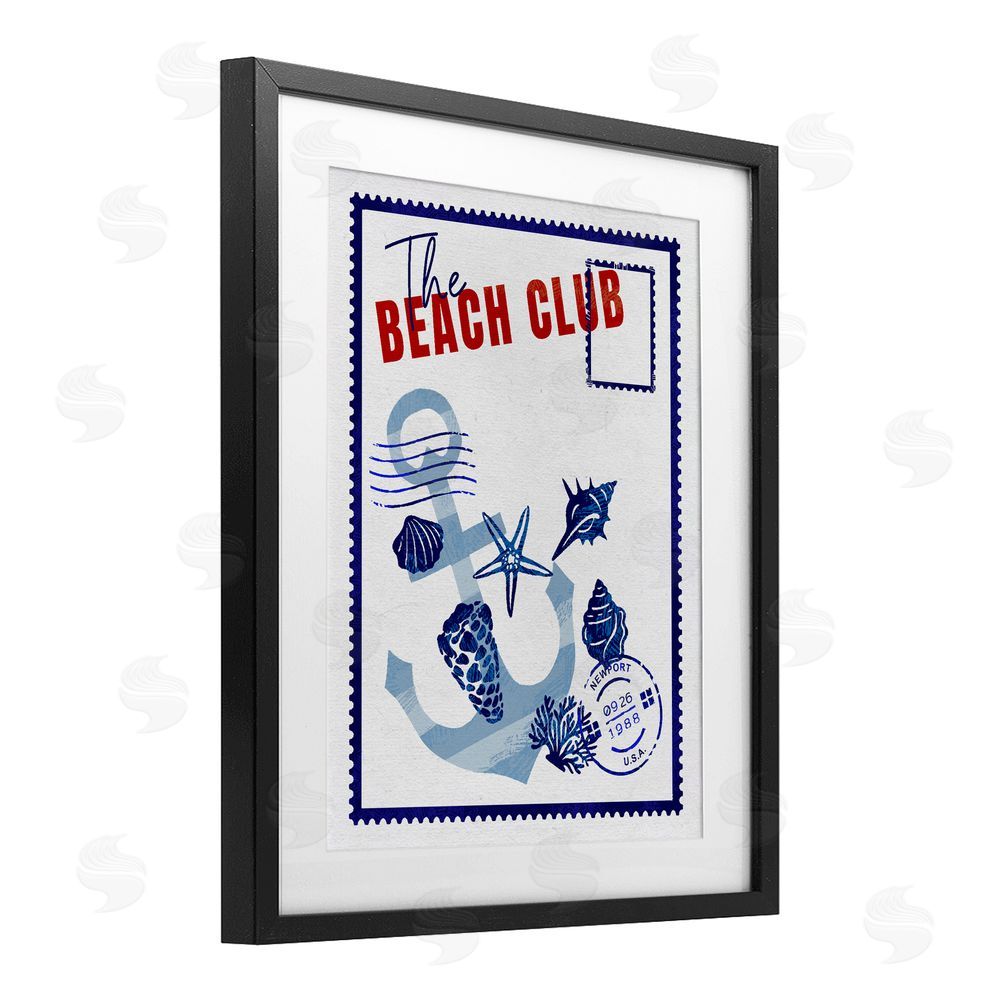Ziwei Li Beach Club Nautical Postcard Black Framed Print Under Glass Wall Art