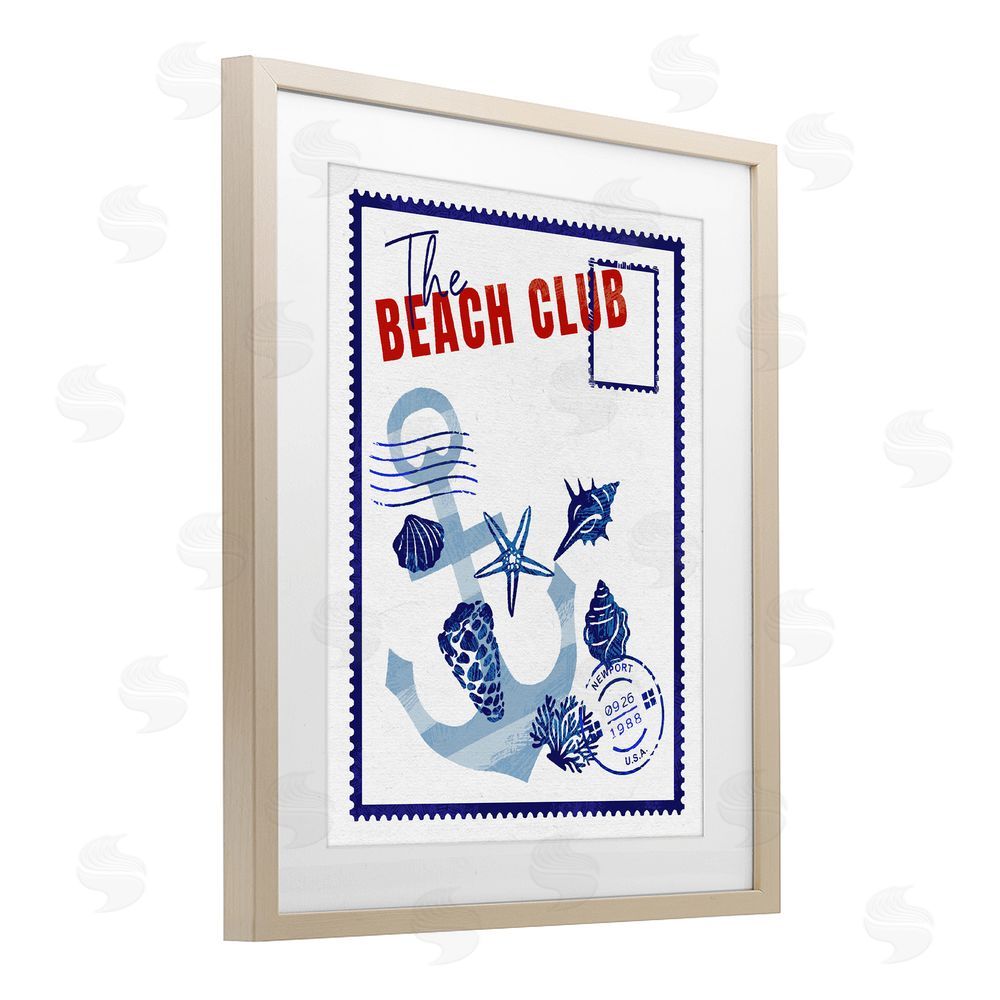 Ziwei Li Beach Club Nautical Postcard Brown Framed Print Under Glass Wall Art