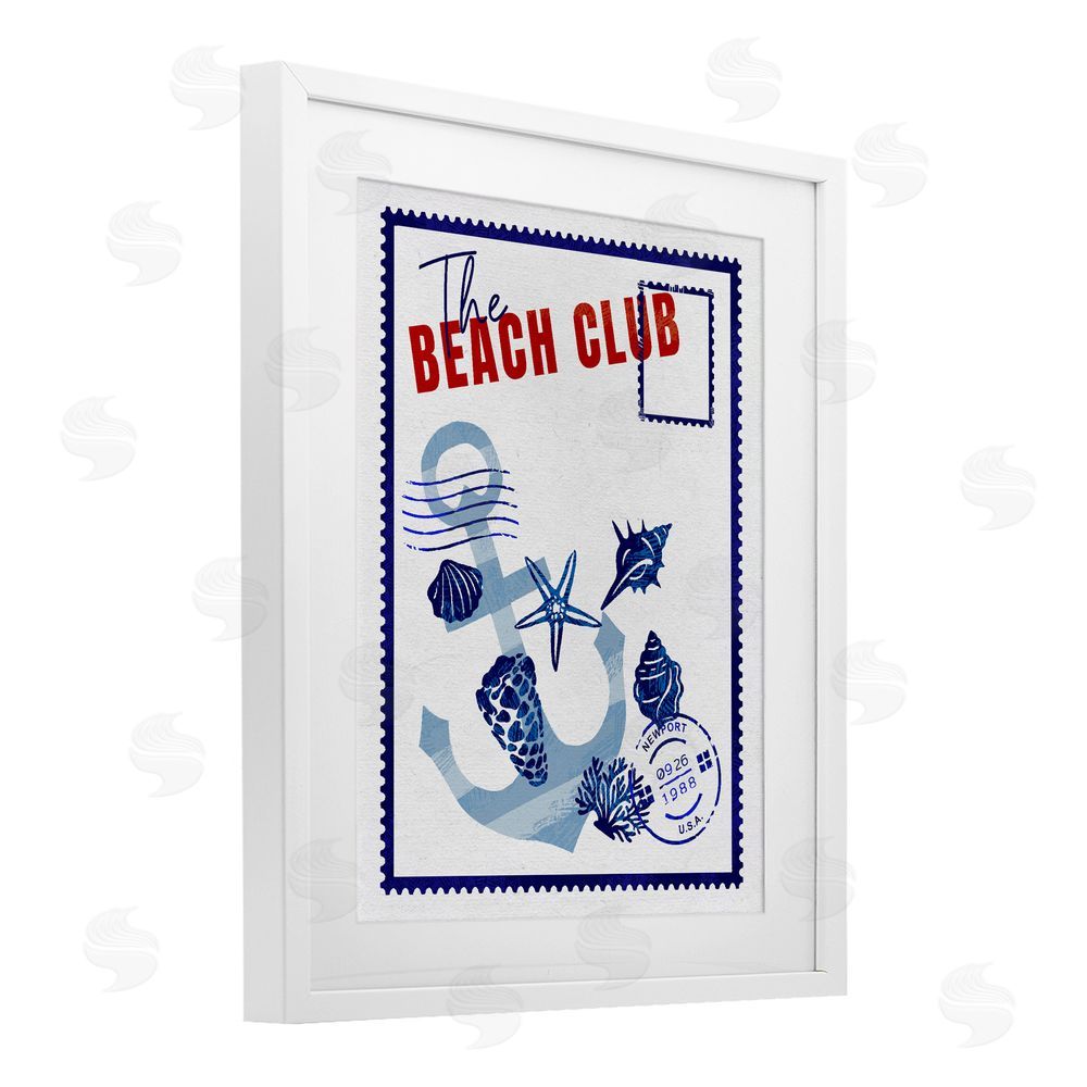 Ziwei Li Beach Club Nautical Postcard White Framed Print Under Glass Wall Art