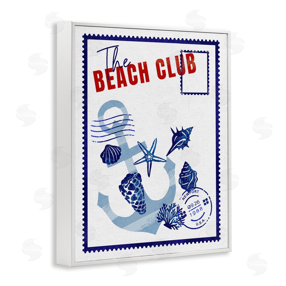 Ziwei Li Beach Club Nautical Postcard White Framed Giclee Wall Art Print