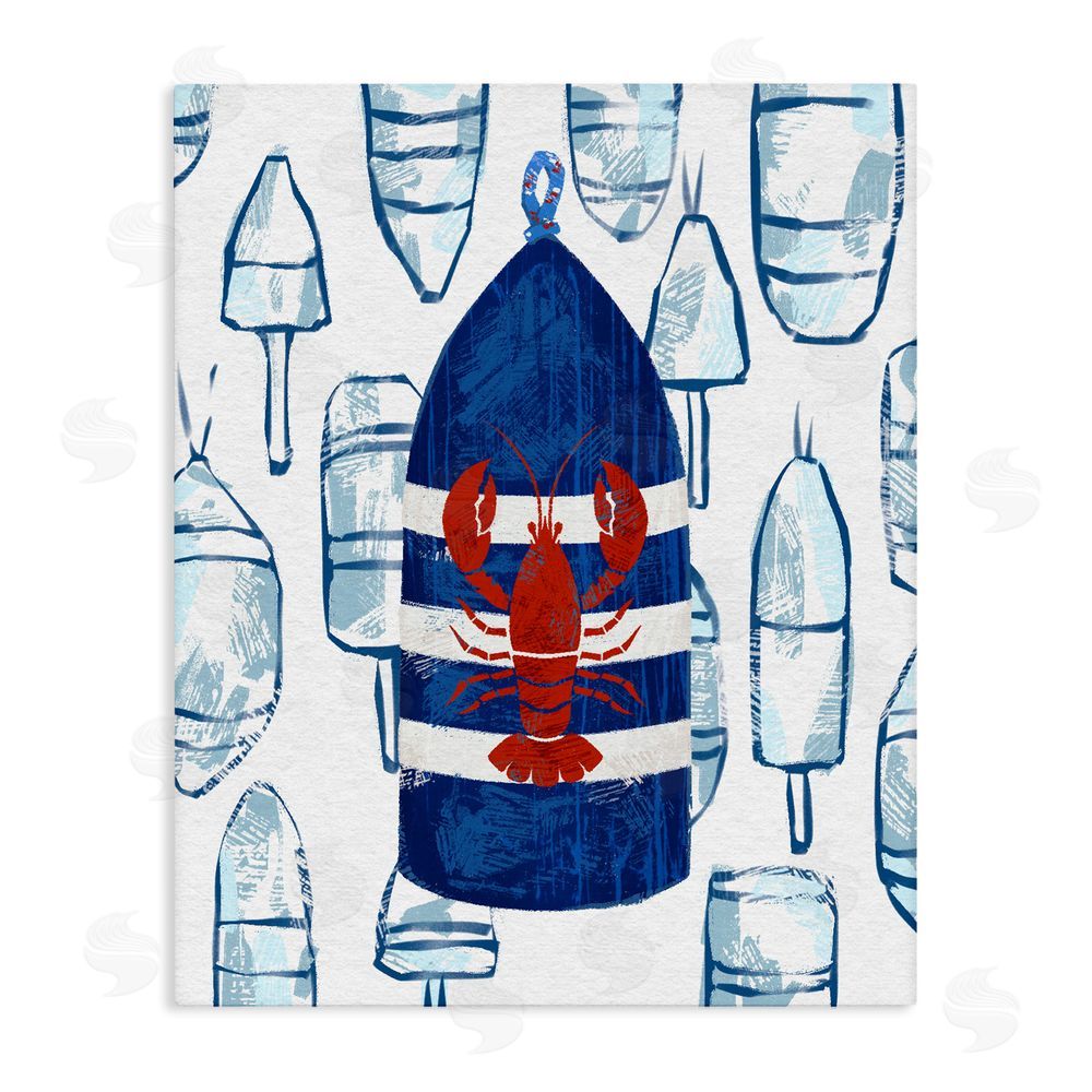 Ziwei Li Nautical Striped Lobster Buoy Stretched Canvas Wall Art Print