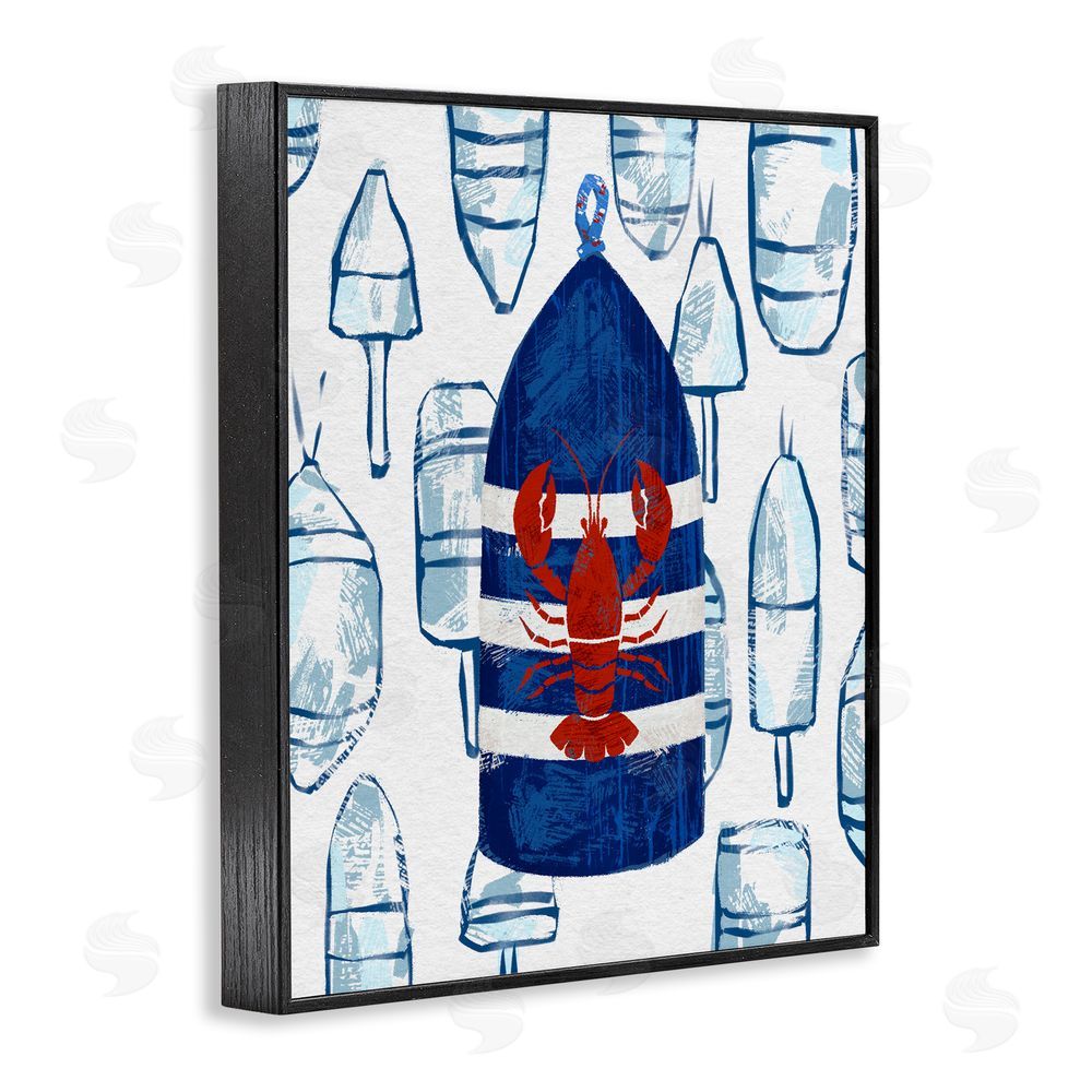 Ziwei Li Nautical Striped Lobster Buoy Black Framed Giclee Wall Art Print