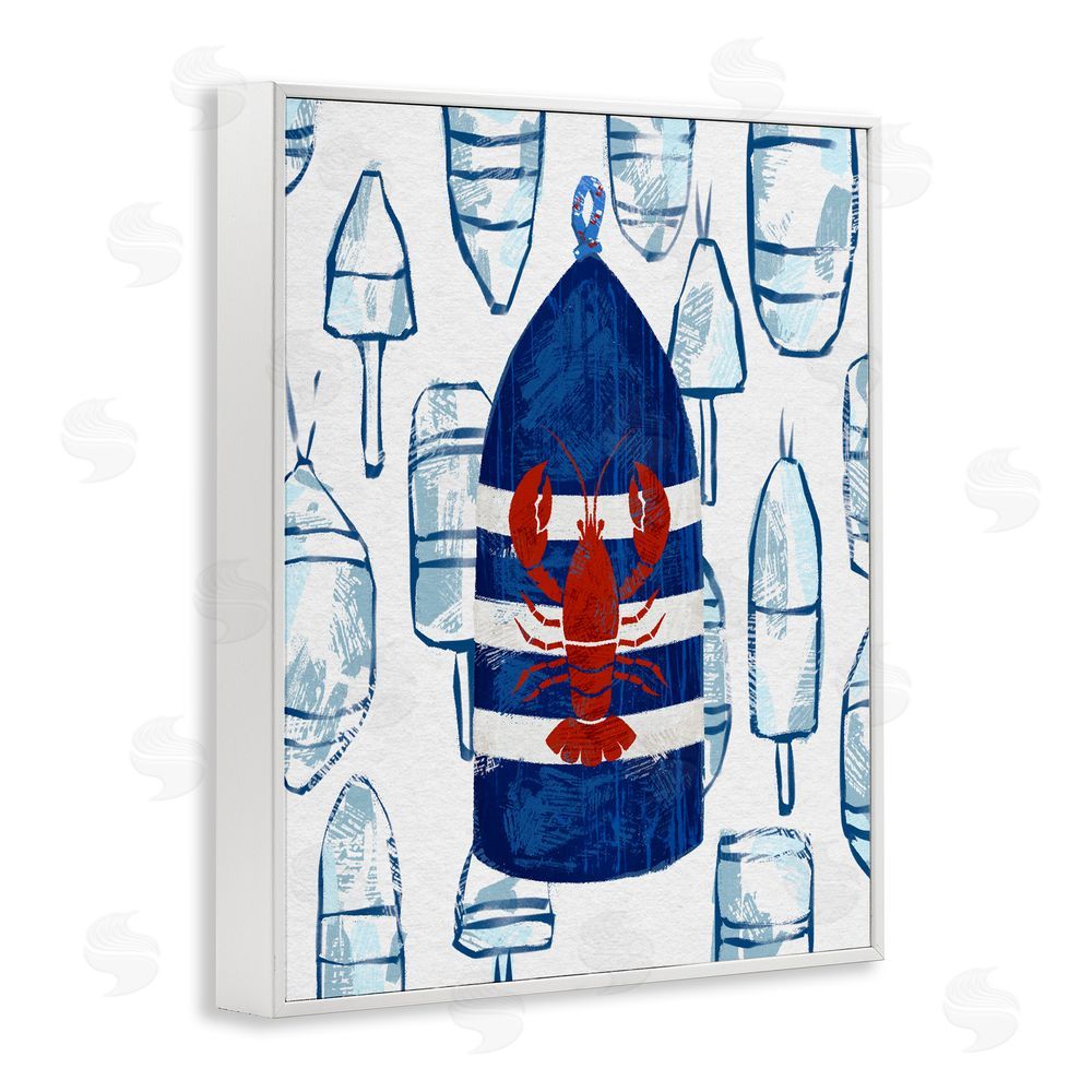 Ziwei Li Nautical Striped Lobster Buoy White Framed Giclee Wall Art Print