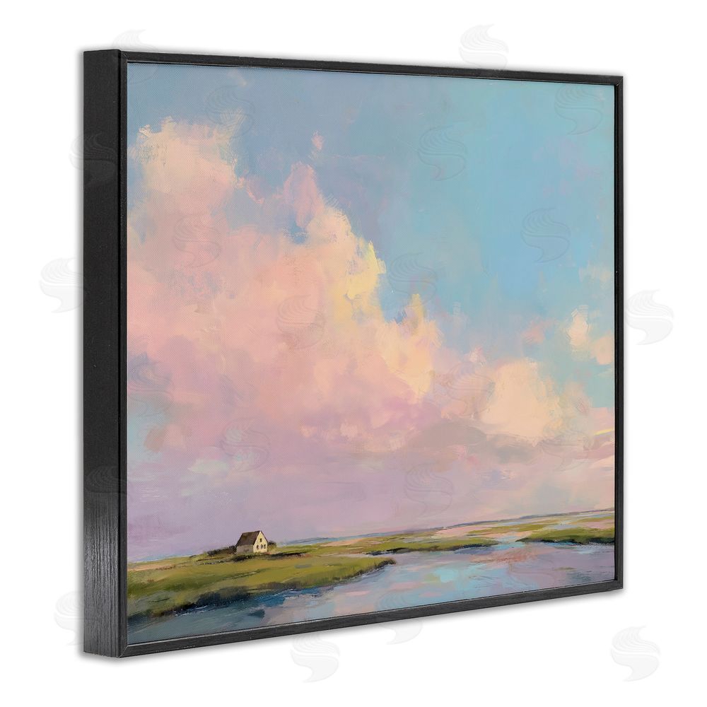 Ziwei Li Pastel Clouds over Cottage Black Framed Giclee Wall Art Print