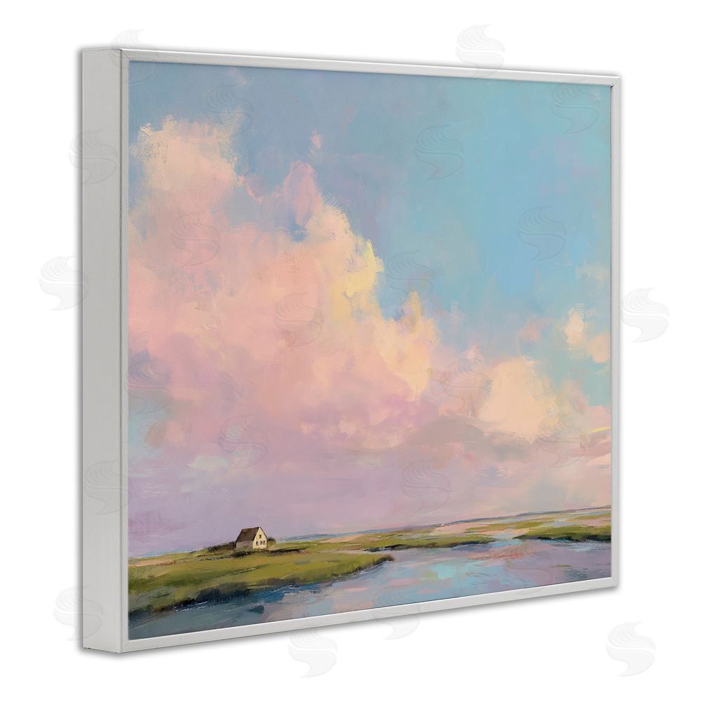 Ziwei Li Pastel Clouds over Cottage White Framed Giclee Wall Art Print