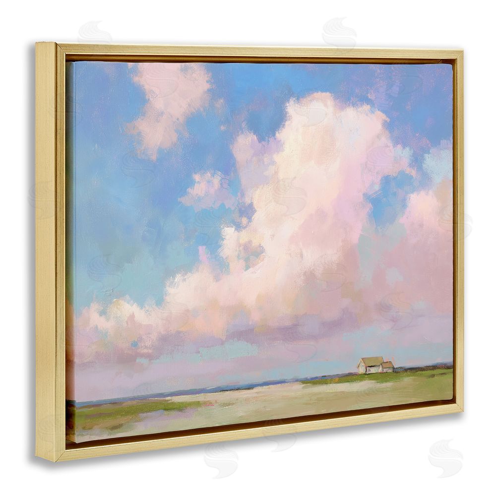 Ziwei Li Fluffy Pastel Clouds Landscape Gold Floating Frame Canvas Wall Art Print