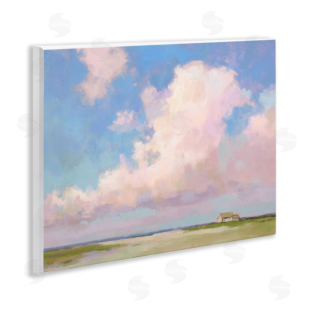 Ziwei Li Fluffy Pastel Clouds Landscape Wooden Wall Plaque Art Print