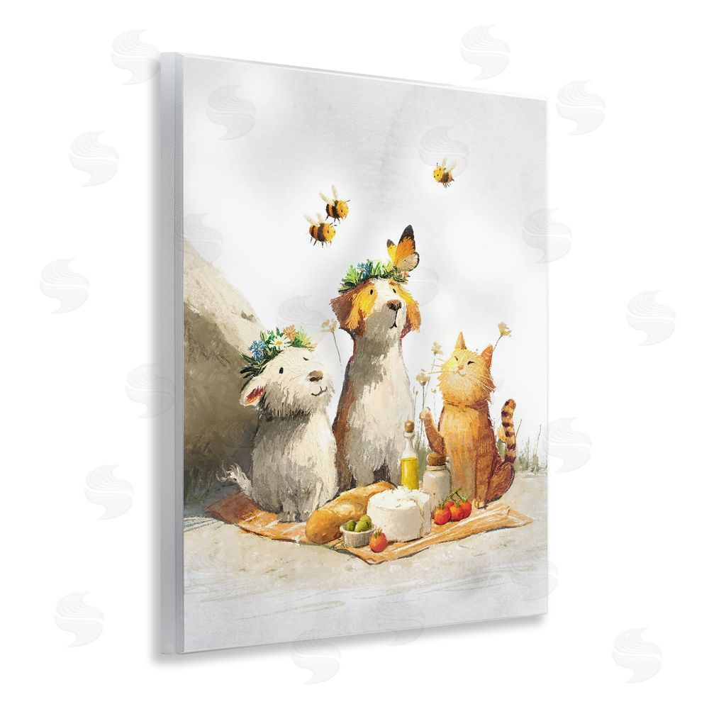 Ziwei Li Spring Picnic with Animal Friends Wooden Wall Plaque Art Print