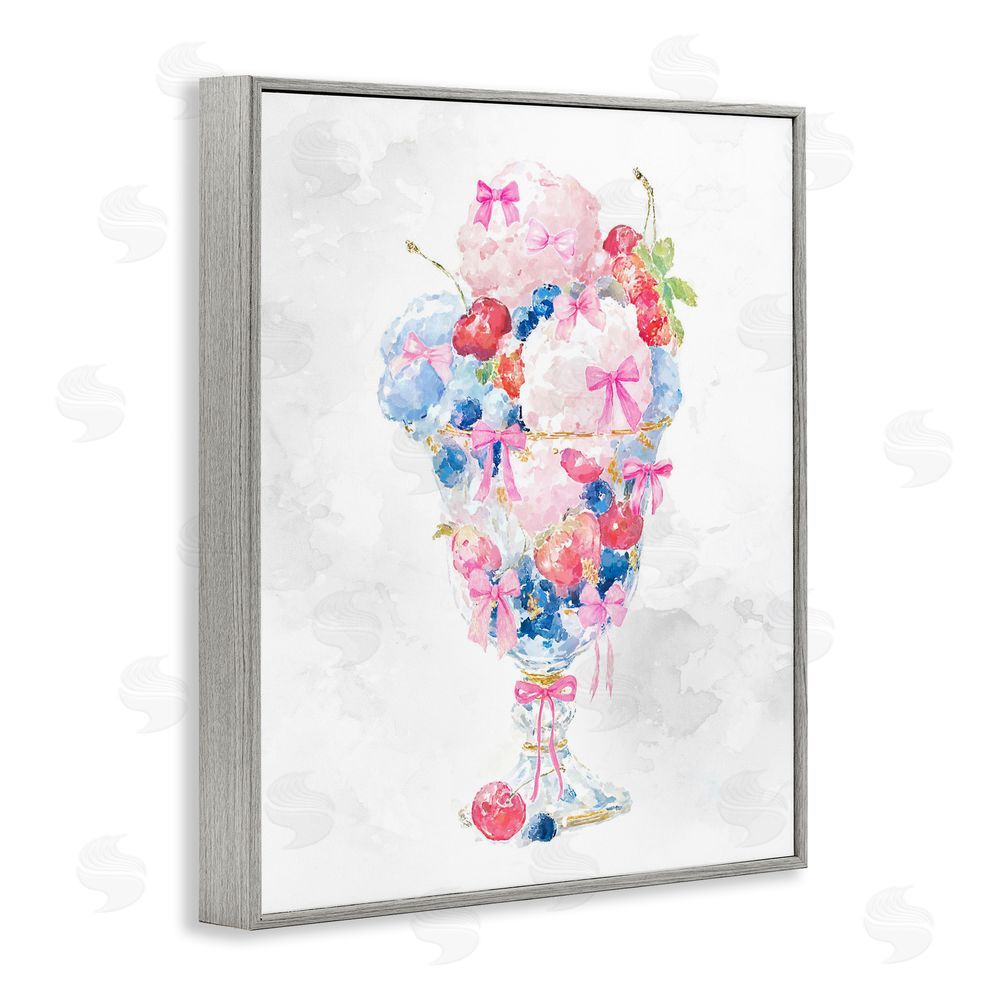 Ziwei Li Pastel Sorbet with Cherries Gray Framed Giclee Wall Art Print