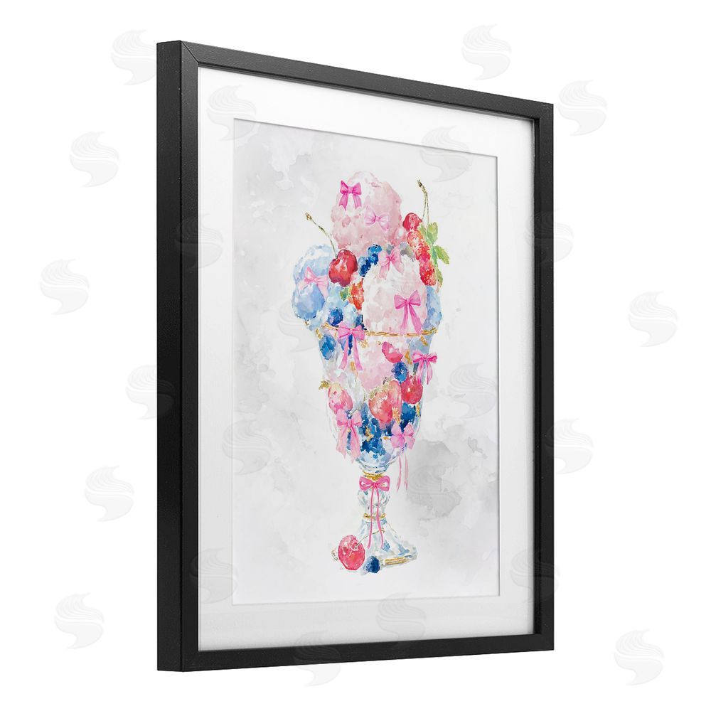 Ziwei Li Pastel Sorbet with Cherries Black Framed Print Under Glass Wall Art