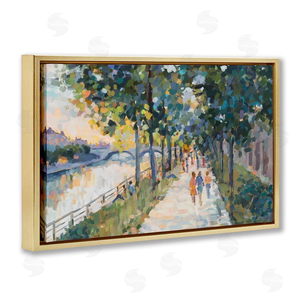 Ziwei Li Impression of River Pathway Gold Floating Frame Canvas Wall Art Print