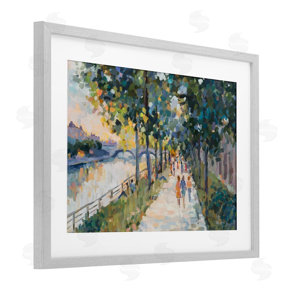 Ziwei Li Impression of River Pathway Gray Framed Print Under Glass Wall Art