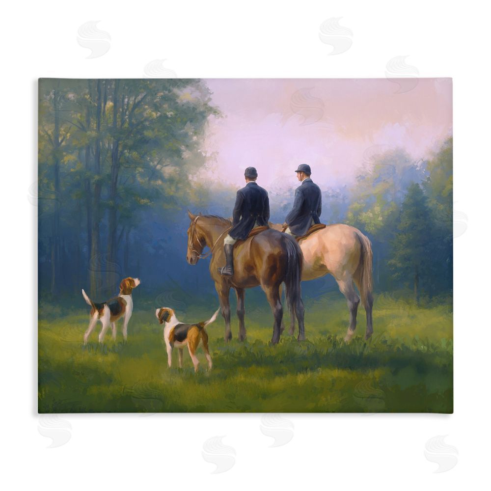Ziwei Li Morning Ride with Hounds Stretched Canvas Wall Art Print