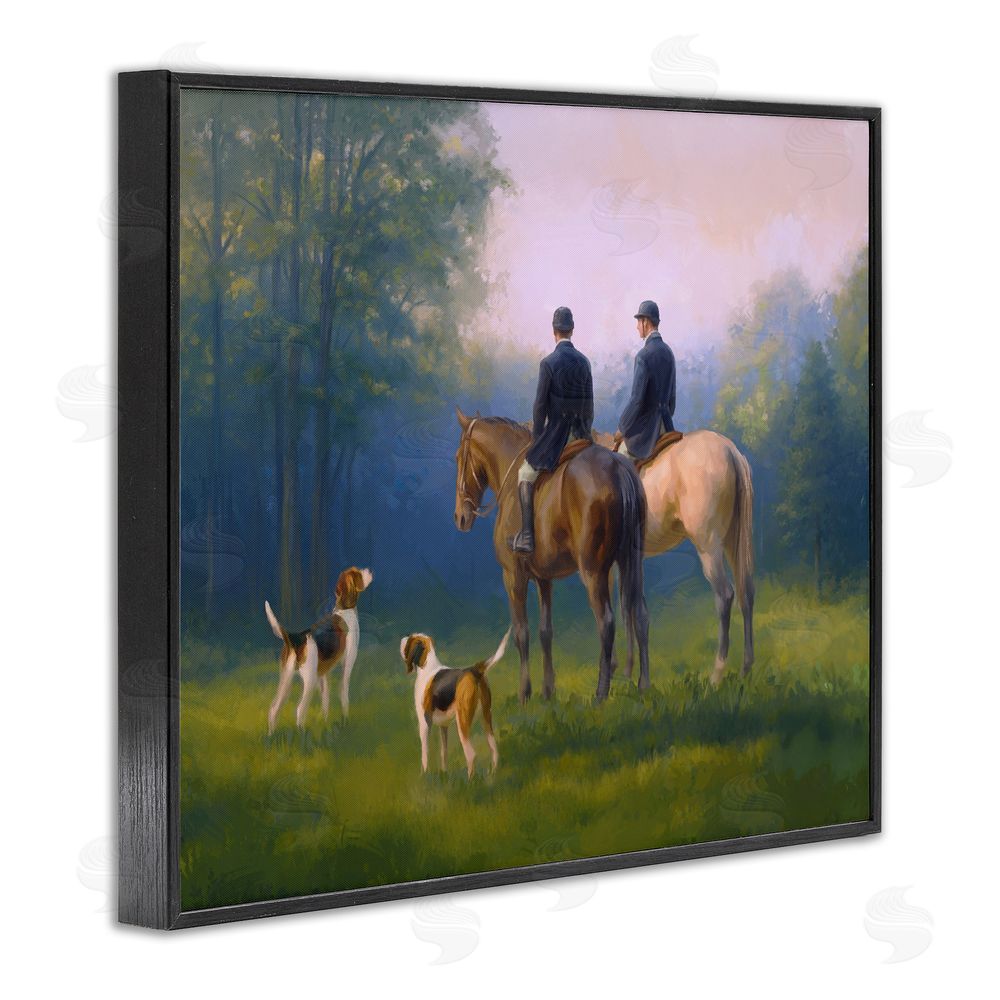 Ziwei Li Morning Ride with Hounds Black Framed Giclee Wall Art Print
