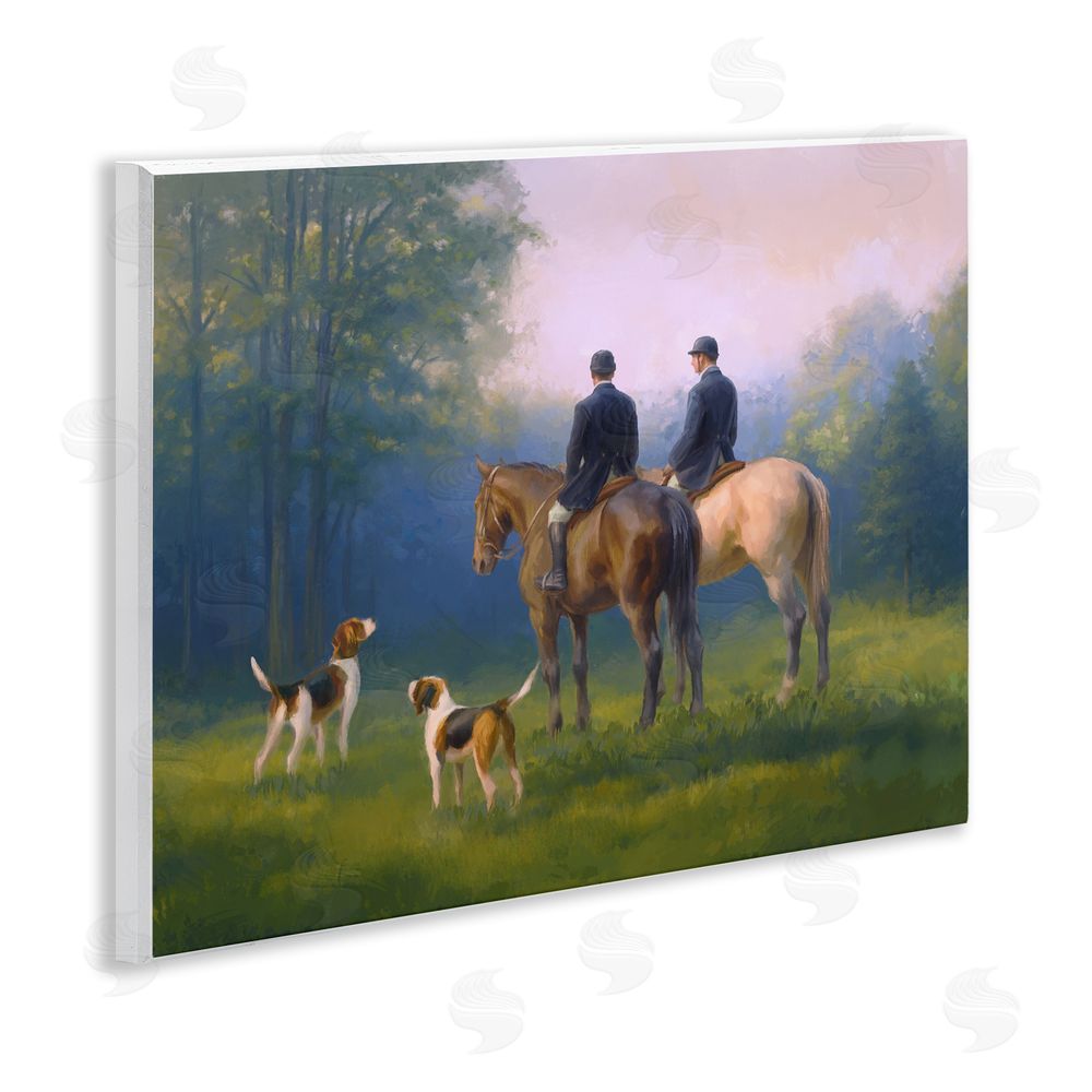 Ziwei Li Morning Ride with Hounds Wooden Wall Plaque Art Print