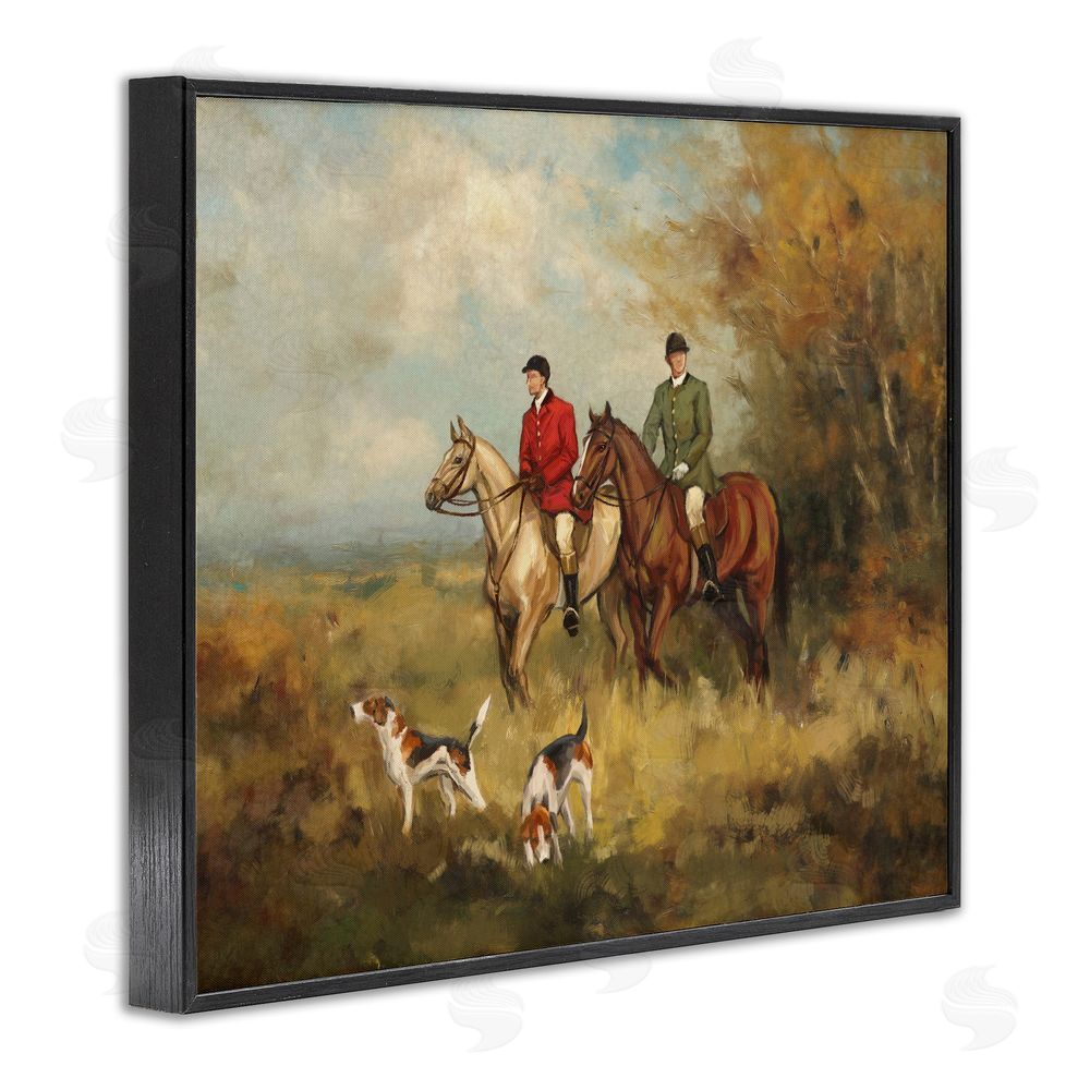 Ziwei Li Autumn Riders with Hounds Black Framed Giclee Wall Art Print