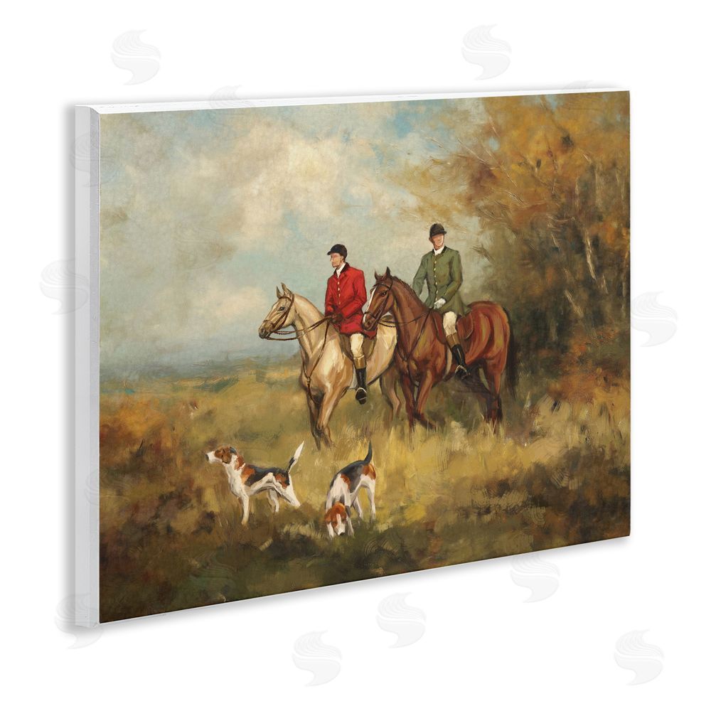 Ziwei Li Autumn Riders with Hounds Wall Plaque Art Print with White Foil Wrap