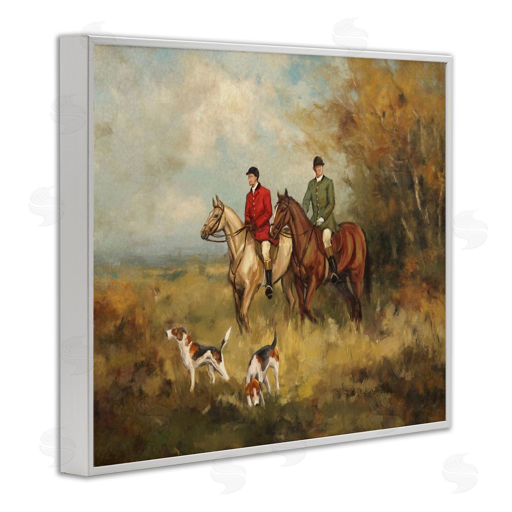 Ziwei Li Autumn Riders with Hounds White Framed Giclee Wall Art Print
