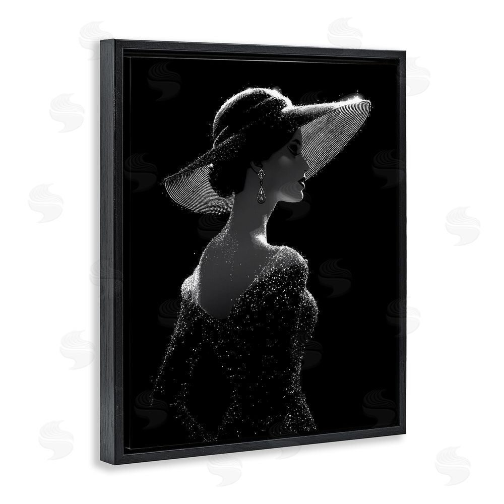 Ziwei Li Noir Elegance Sparkle Silhouette Black Floating Frame Canvas Wall Art Print