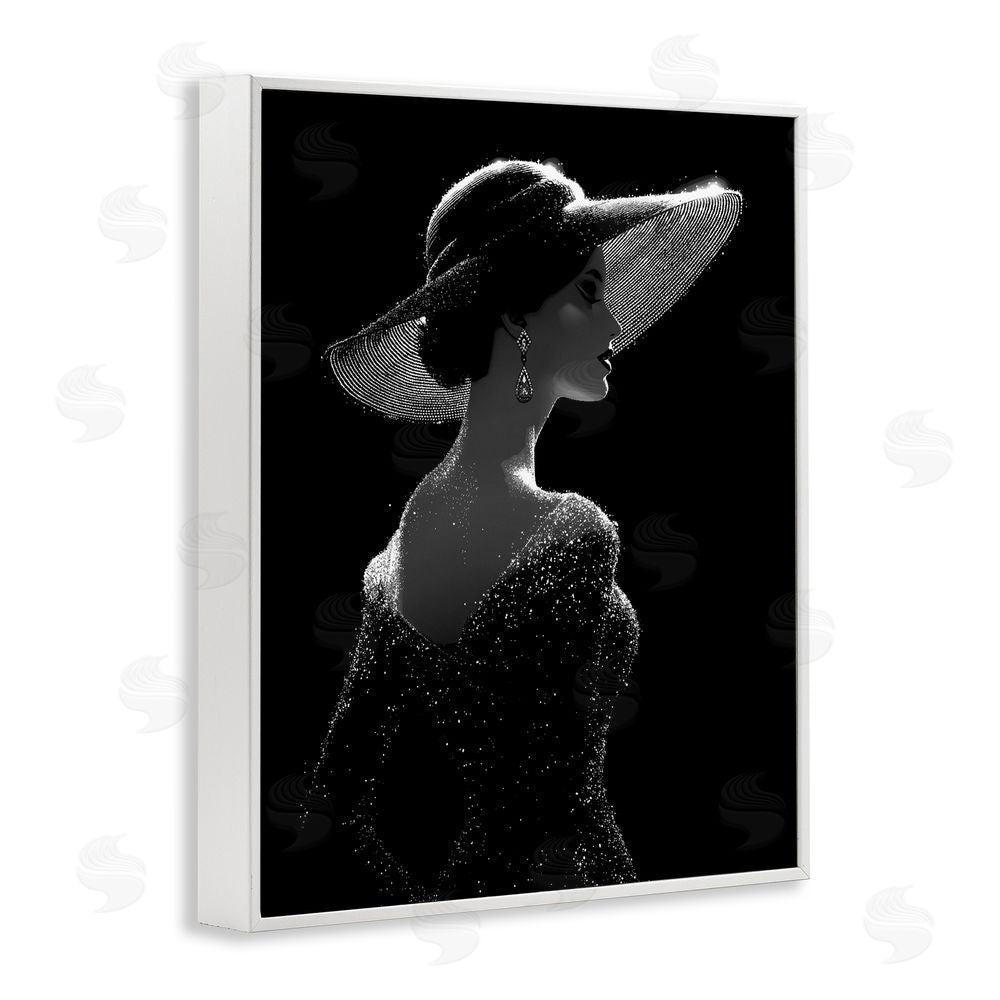 Ziwei Li Noir Elegance Sparkle Silhouette White Framed Giclee Wall Art Print