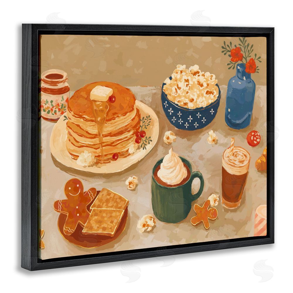 Ziwei Li Cozy Breakfast Spread Black Floating Frame Canvas Wall Art Print