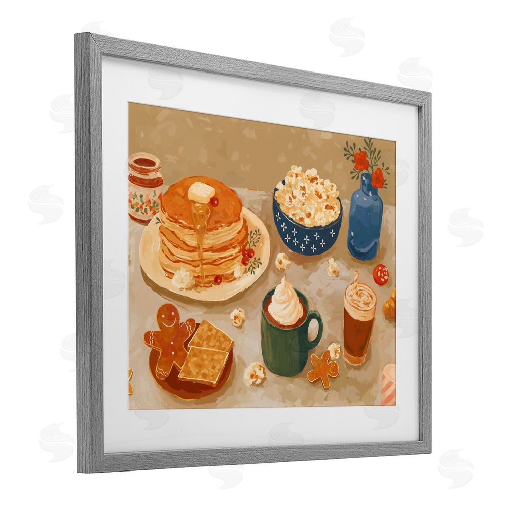 Ziwei Li Cozy Breakfast Spread Gray Framed Print Under Glass Wall Art