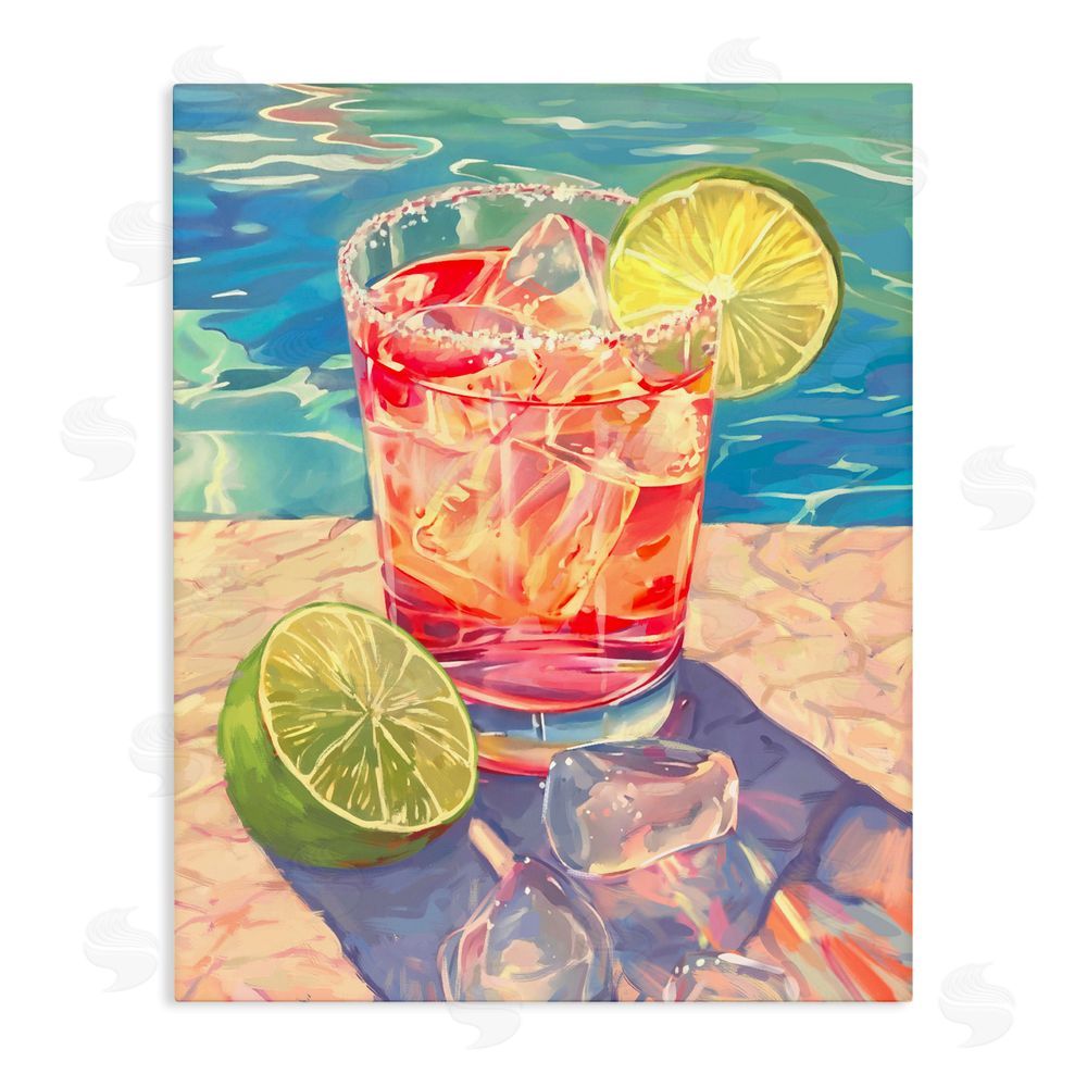 Ziwei Li Refreshing Poolside Cocktail Stretched Canvas Wall Art Print
