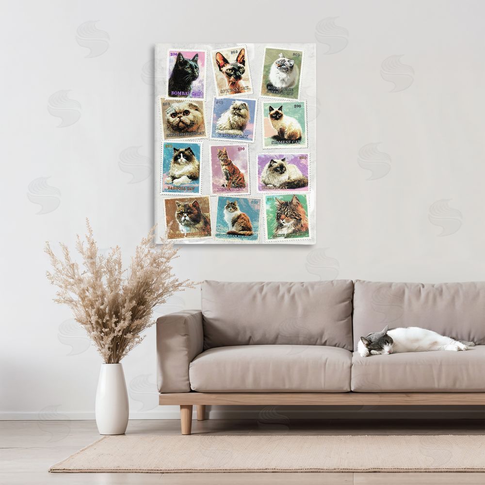 Ziwei Li Twelve Vintage Cat Breed Stamps