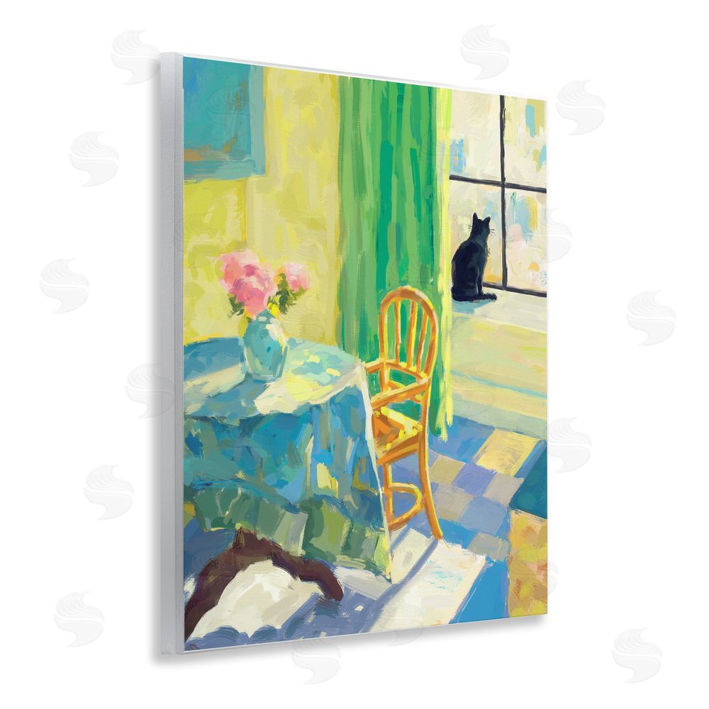 Ziwei Li Cat in Sunny Window Wooden Wall Plaque Art Print