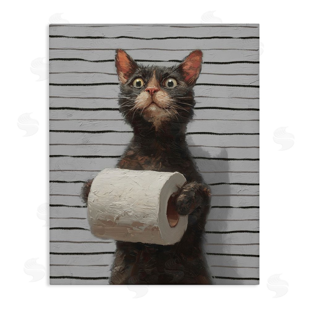 Ziwei Li Cat Portrait with Toilet Paper Stretched Canvas Wall Art Print