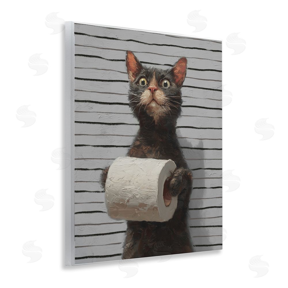 Ziwei Li Cat Portrait with Toilet Paper Wooden Wall Plaque Art Print